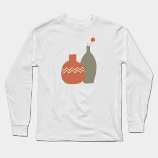 Two Terracotta Vases Organic forms ceramic abstract Long Sleeve T-Shirt